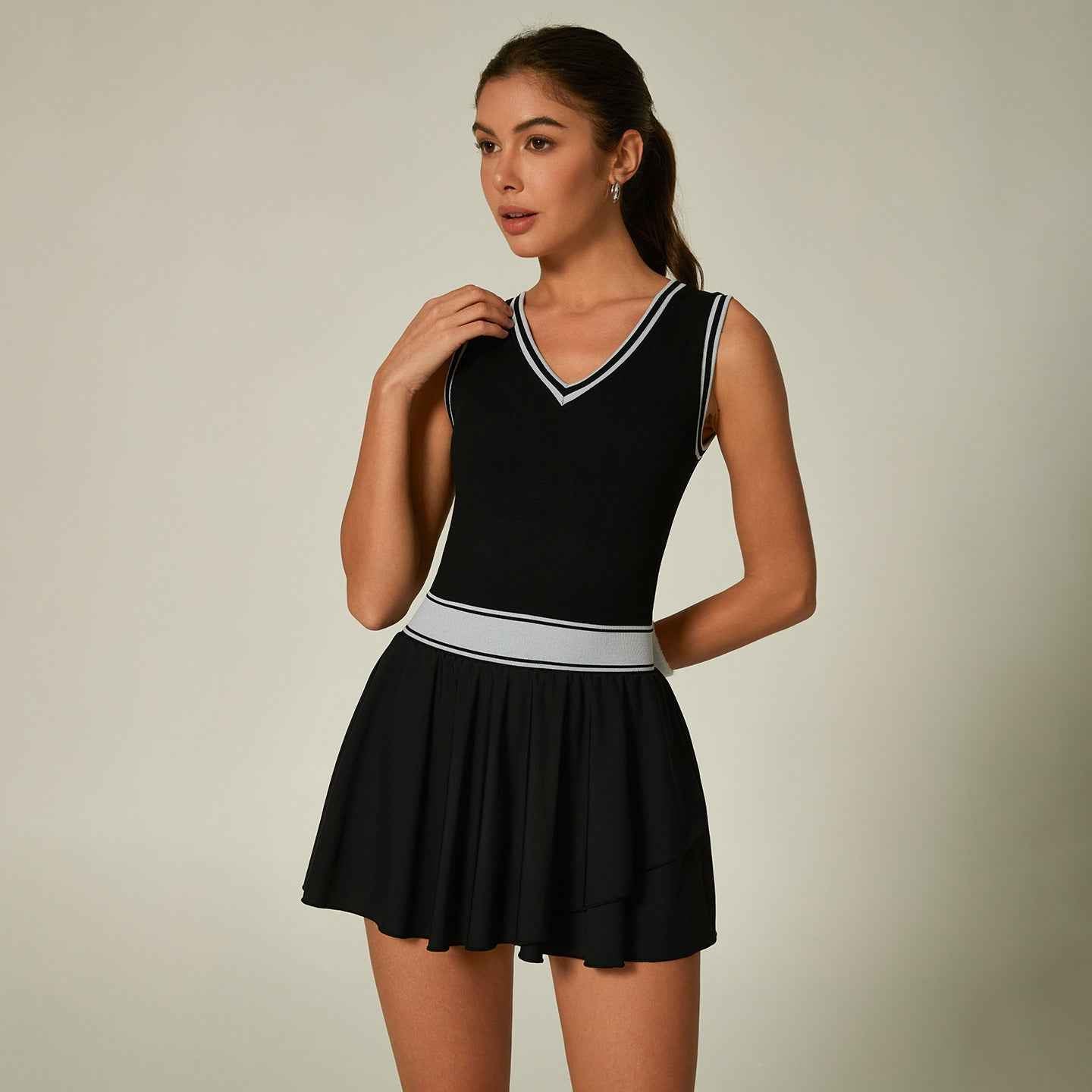 HEAT Contrast Ruffled Tennis Dress